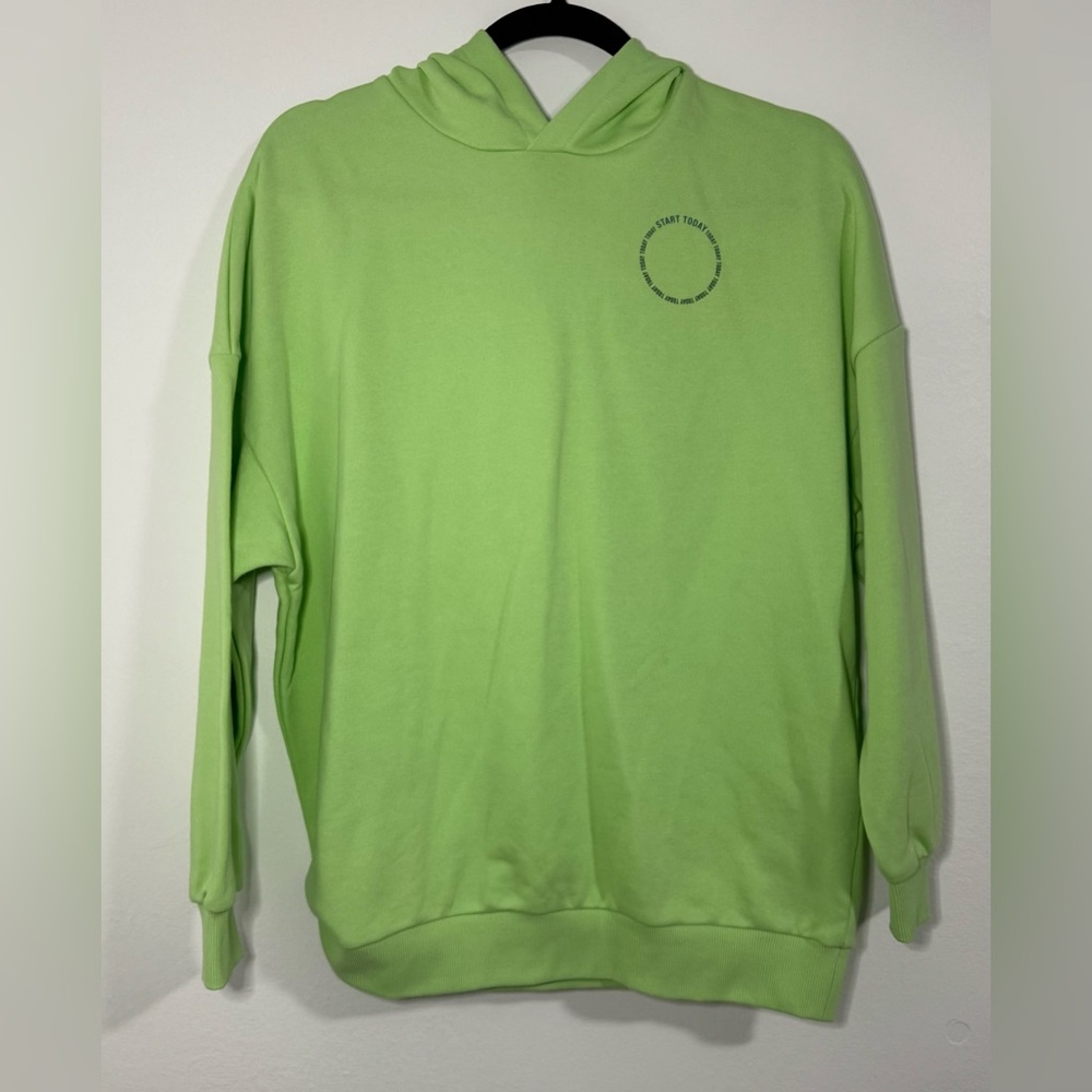 H&M Move Kids Relaxed Fit Pullover Knit Hoodie Sweatshirt Green Size 12/14